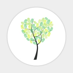 Heart tree with green finger prints Magnet